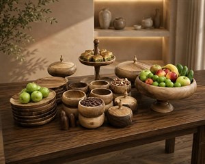 سرویس پذیرایی و جهیزیه چوبی 33 پارچه چوب گردوکد 2506