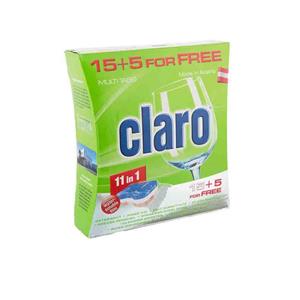 قرص جرم گیر و نرم کننده ماشین لباسشویی کلارو مدل Kalk بسته 20 عددی Claro Clothes Detergents Tablets Pack Of 20