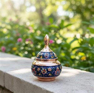 قندان مس و پرداز ۱۵ سانتی‌متر؛ قندان نقلی صنایع دستی
