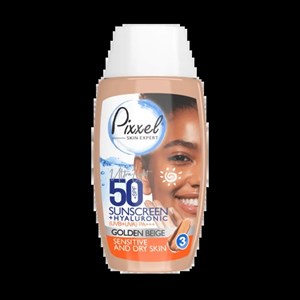 کرم ضد آفتاب بژ طلایی پیکسل مناسب پوست خشک و حساس SPF50