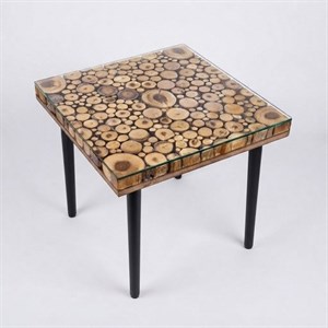 میز عسلی روستیک دست‌ساز (طرح اسلایس تنه درخت)