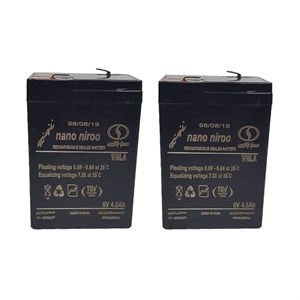 باتری UPS با ولتاژ 6 ولت و شدت جریان 4.5 آمپرساعت صبا باتری مدل نانو نیرو سته دو عددی