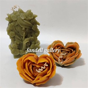 شمع گل رز قلبی
