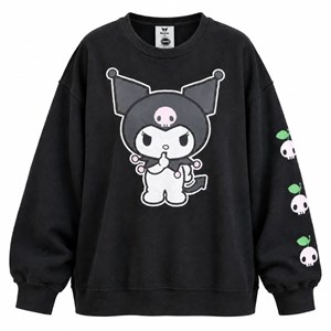 دورس سه نخ مشکی ذغالی وارداتی Sanrio مدل Kuromi سایز 42 تا 46 کد 3452