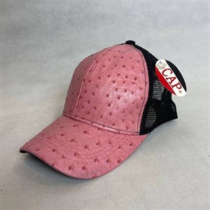 کلاه کپ پشت توری چرمی صورتی