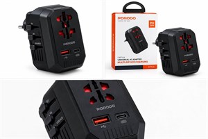 تبدیل برق و شارژر مسافرتی Porodo مدل FWC044 پریز یونیورسال و شارژ سریع 20 وات