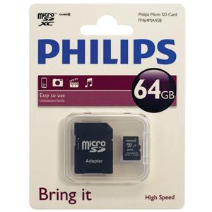 کارت حافظه‌ microSDXC فیلیپس مدل FM64MA45B  کلاس 10 ظرفیت 64گیگابایت به همراه آداپتور SD