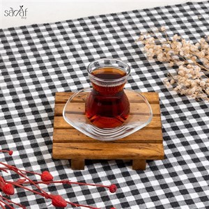 استکان و نعلبکی 145 سی سی کمر باریک دانتل (دست 6 عددی)