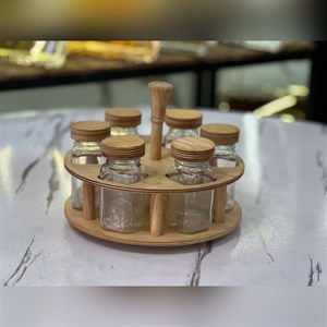 ست جا ادویه ای چوبی ۶ پارچه مدل مک کارتی