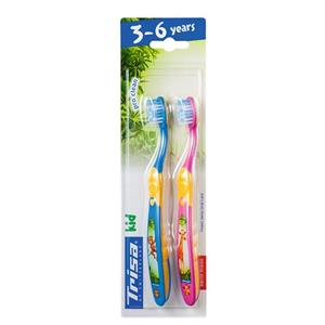 مسواک کودک تریزا مدل Pro Clean برای کودکان 3 تا 6 سال بسته 2 عددی Trisa Pro Clean Kids For 3-6 Years Toothbrush 2Pcs