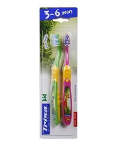مسواک کودک تریزا مدل Pro Clean برای کودکان 3 تا 6 سال بسته 2 عددی Trisa Pro Clean Kids For 3-6 Years Toothbrush 2Pcs