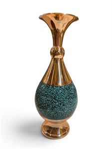 گلدان فیروزه کوبی مسی ارتفاع 25