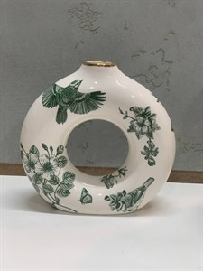 گلدان دونات گل و مرغ سبز