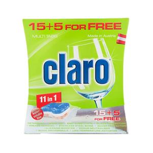 قرص ظرفشویی کلارو مدل 11in1 بسته 20 عددی Claro 11in1 Dishwasher Tablets Pack Of 20