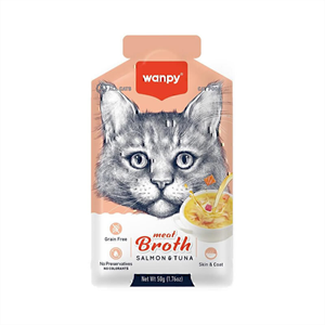 سوپ گربه با طعم ماهی تن و سالمون ونپی Wanpy Cat Meat Broth With Tuna And Salmon وزن 50 گرم