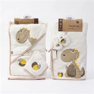 ست حوله ۵ تکه نوزادی مادرکر (Mothercare) مدل کیمونو طرح دایناسور و توپ | کانگومام