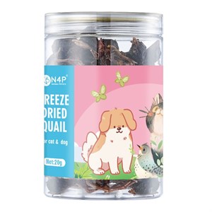 تشویقی سگ و گربه ان فور پی بلدرچین فریز دراید N4P cat freeze dried Quail وزن 20 گرم