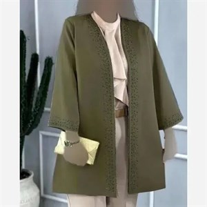 مانتو مجلسی نگین سبز جنس مازراتی قد 90 سایز 36 تا 40