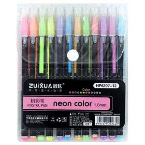 خودکار ژله ای زویژوا ZUIXUA مدل HP6207-12 بسته 12 رنگ پاستلی
