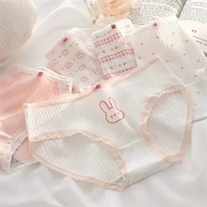 شورت زنانه عروسکی کبریتی نخی صورتی طرح خرگوش ایکس لارج پک سه تایی