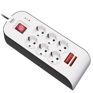 محافظ 6 خانه ارت دار با کلید مخصوص صوتی و تصویری و کامپیوتر 10 آمپر پارت الکتریک