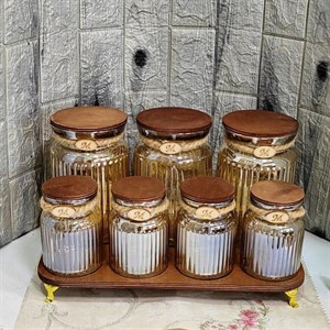 پاسماوری 7 پارچه استند چوبی( رنگ عسلی)