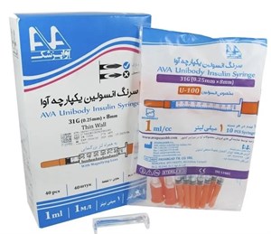 سرنگ انسولین آوا 1 سی سی گیج 31