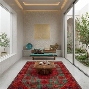 فرش نقش کهن کلکسیون هرمس کد 6049 سبز (ارسال رایگان)