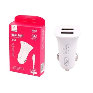 شارژر فندکی فست دو پورت Sky Dophin مدل SZ09 15W - سفید - TCO