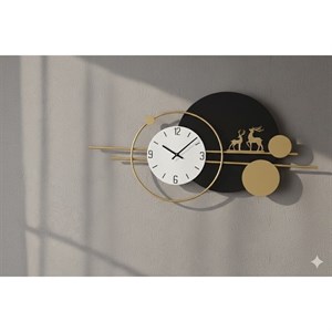 ساعت دیواری مدرن فلزی و تلفیق چوب لاکچری زیباوجدیدH589 مبلمان نوراس مدل 14134681