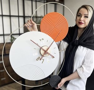 ساعت دیواری مدرن فلزی و چوبی H583 مبلمان نوراس مدل 14138232