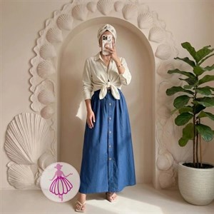 دامن جلودکمه ای بلند