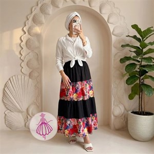 دامن نخی طبقه ای گلرخ