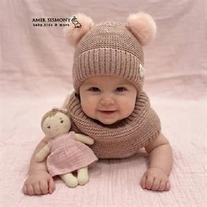 کلاه شال نوزادی دخترانه طرح SOFIA