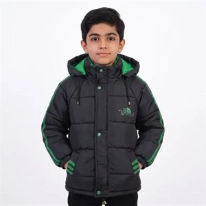 کاپشن پسرانه مشکی خزدار شمعی کلاه دار