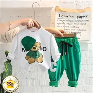 ست بلوز و شلوار دورس بچگانه طرح خرسی مناسب 4 تا 9 سال