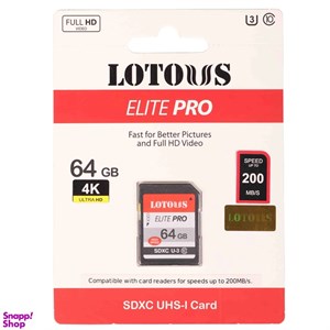 کارت حافظه SDXC لوتوس مدل Elite Pro کلاس 10 استاندارد UHS-I U3  ظرفیت 64 گیگابایت