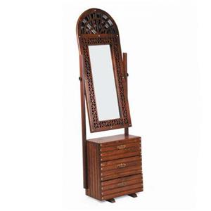 آینه ایستاده پایه سه کشو معرق مستطیل چوبی کد IGA-A018