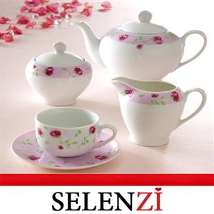 سرویس چایخوری پینک رز ایتالیا اف زرین درجه یک 17 پارچه