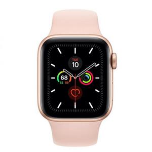 ساعت هوشمند اپل واچ سری 5 مدل 40 میلی متری با بند صورتی و بدنه آلومینیومی طلایی Apple Watch Series 5 40mm gold  Aluminum with Case pink  Sport Band
