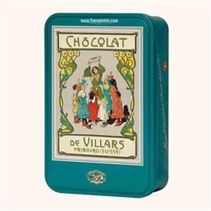 شکلات کادویی ویلارس فلایبورگ با جعبه فلزی فیروزه ای 
