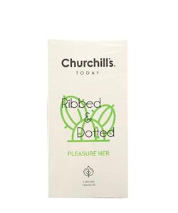 کاندوم فرم خاردار و شیاردار با اسانس وانیل ضخامت نرمال 12 عددی چرچیلز Churchills Pleasure Her Condoms 12pcs 