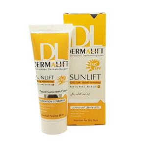 کرم ضد افتاب رنگی درمالیفت مدل SPF50 پوست خشک 2 حجم 40 میلی لیتر Dermalift Sunlift Spf50 Tinted Sunscreen Cream For Normal To Dry Skin 40ml 