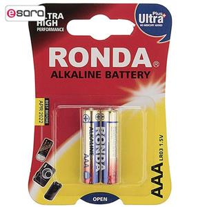 باتری نیم قلمی روندا مدل Ultra Plus Alkaline بسته 2 تایی Ronda Ultra Plus Alkaline AAA Battery Pack Of 2