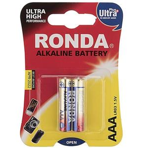 باتری نیم قلمی روندا مدل Ultra Plus Alkaline بسته 2 تایی Ronda Ultra Plus Alkaline AAA Battery Pack Of 2