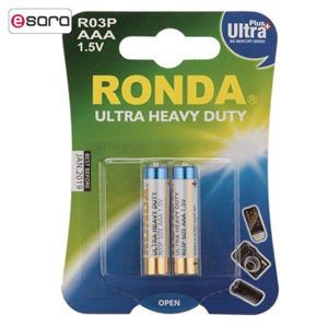 باتری نیم قلمی روندا مدل Ultra Plus Ultra Heavy Duty بسته 2 تایی Ronda Ultra Plus Ultra Heavy Duty AAA Battery Pack Of 2