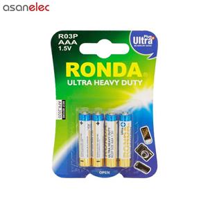 باتری نیم قلمی روندا مدل Ultra Plus Ultra Heavy Duty بسته 2 تایی Ronda Ultra Plus Ultra Heavy Duty AAA Battery Pack Of 2