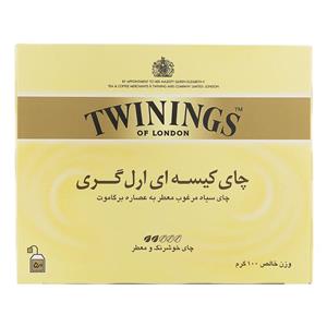 چای سیاه کیسه ای ارل گری توینینگز مرغوب معطر به عصاره برگومات 50 عددی 