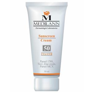 کرم ضد آفتاب رنگی SPF50 مناسب پوست خشک مدیلن 