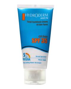 کرم ضد آفتاب آقایان هیدرودرم SPF35 وزن 50 گرم  Hydroderm Total Sunblock Cream SPF35 For Men 50g